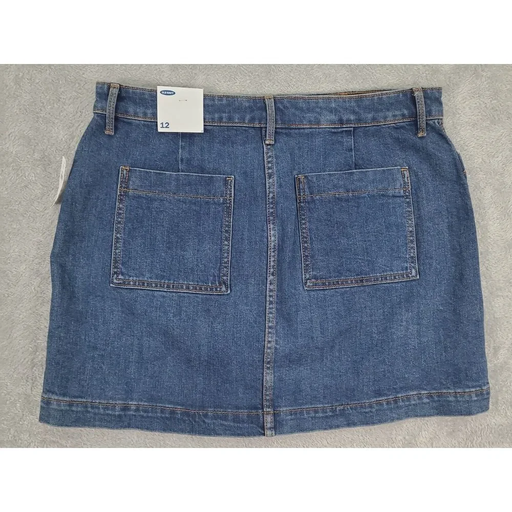 Old NAVY High-Waisted Utility Pocket‎ Jean Skirt for Women Sz 12 Blue